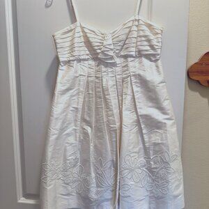 Ivory Raw Silk Minidress with Beaded Accents